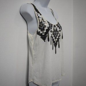 Express Sequin Embellished White Tank Top Women's Size S